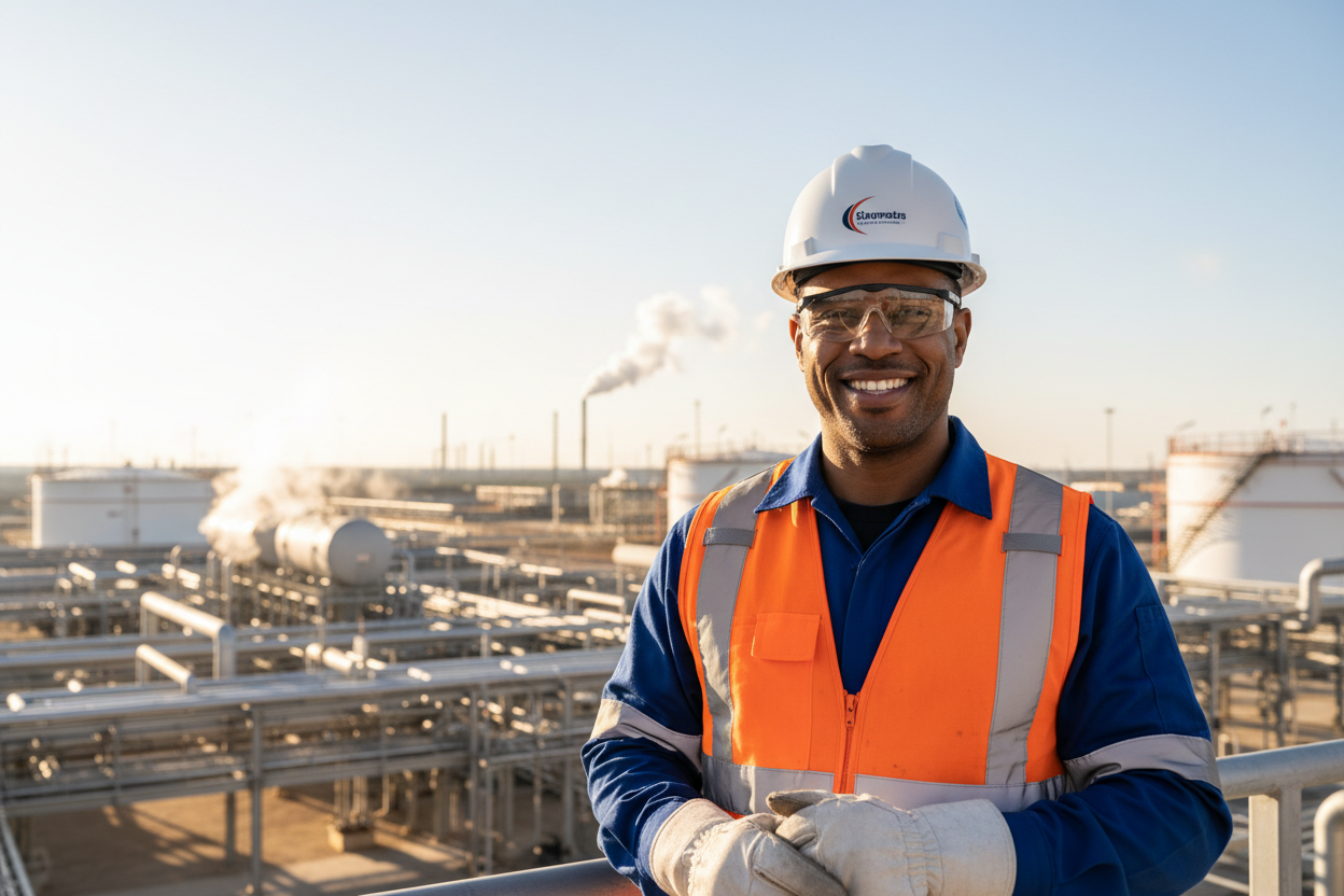 Career in the company (gas/oil) photo of happy worker